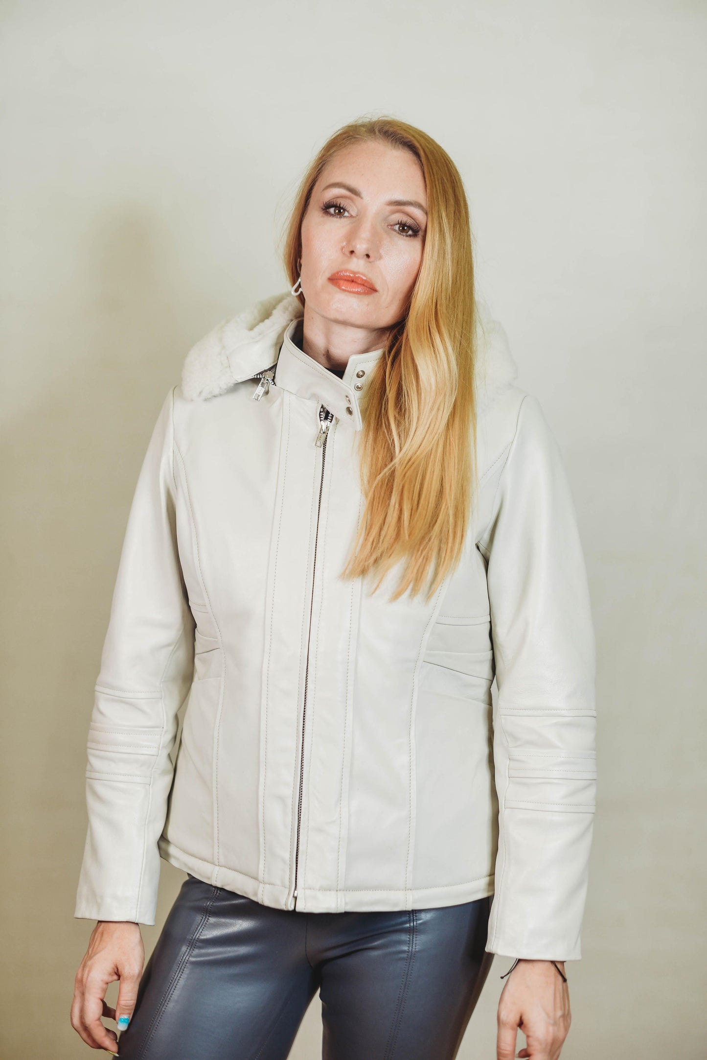 Sonya Shearling Jacket Pearl white