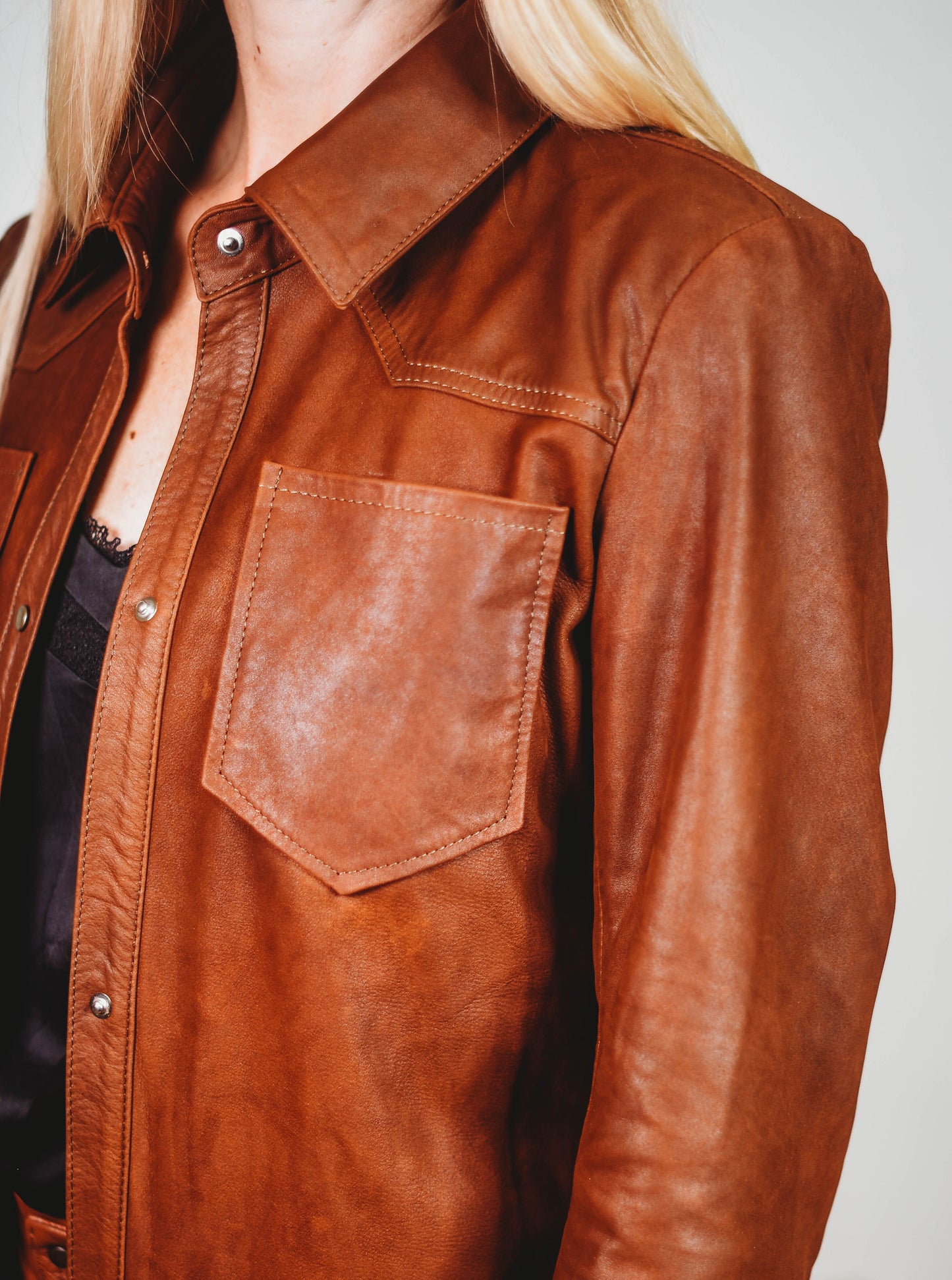 Leny sheep leather Shirt Brown Antique