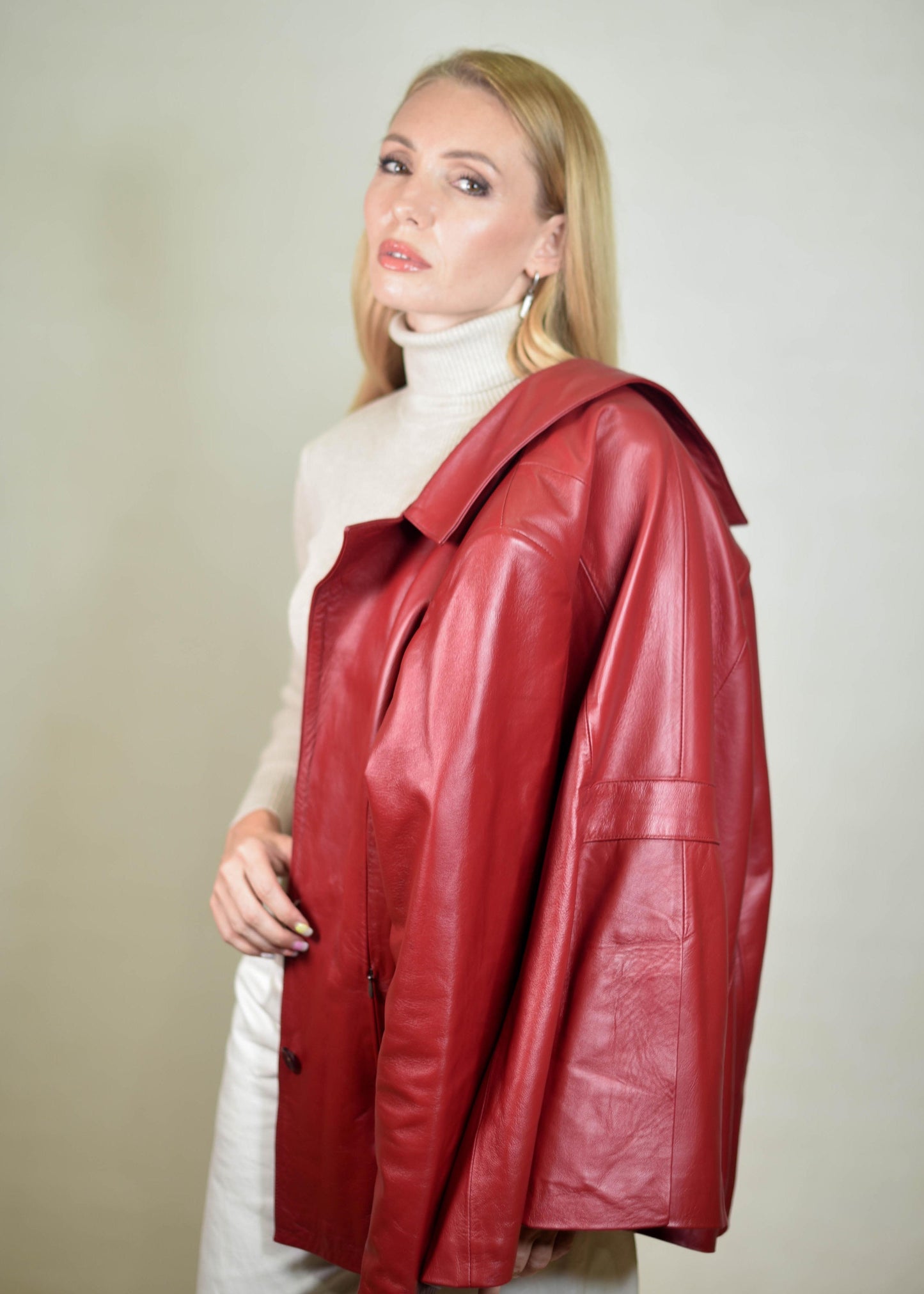 Tracy Leather Blazer Cherry