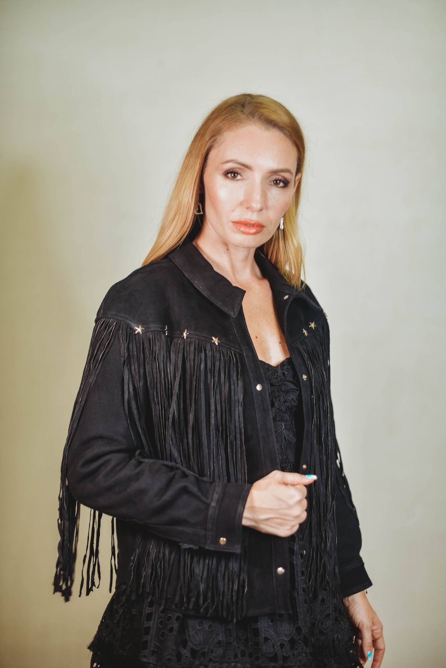 Gazy sheep leather Shirt Black Suede