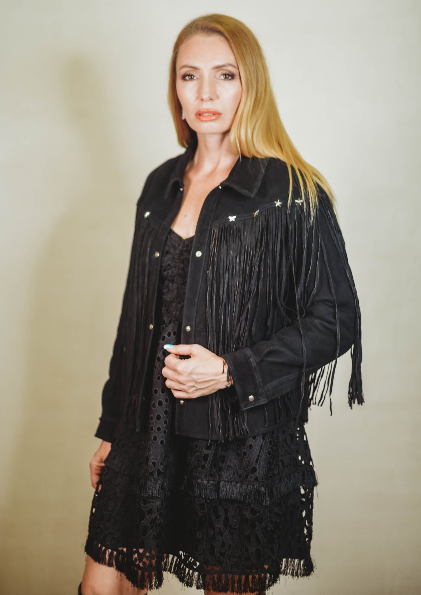 Gazy sheep leather Shirt Black Suede