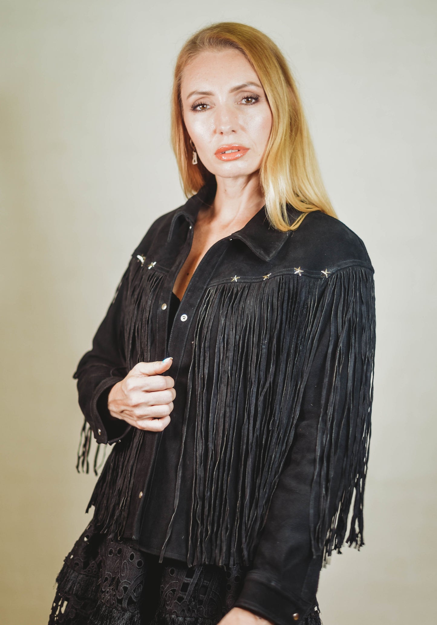 Gazy sheep leather Shirt Black Suede