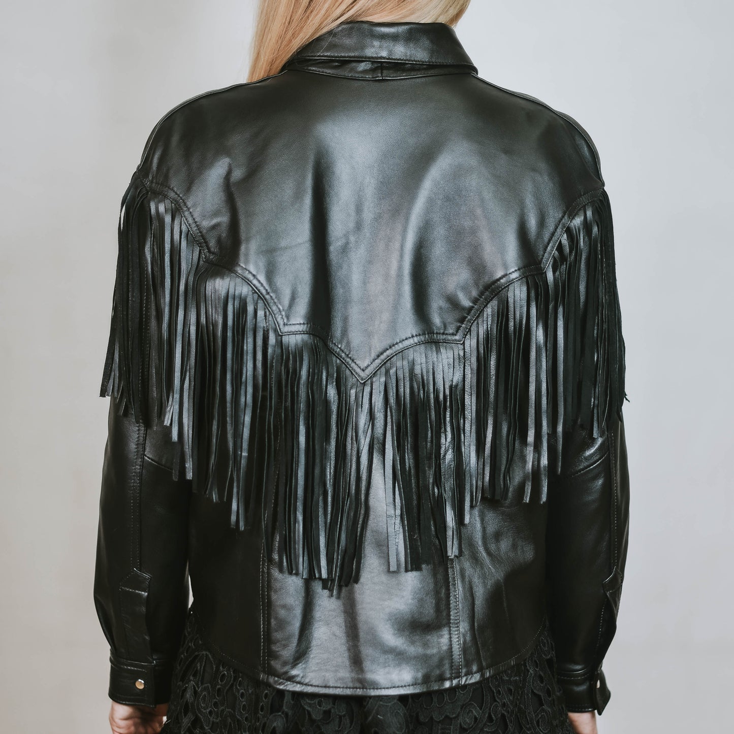 Gazy sheep leather Shirt Black Napa