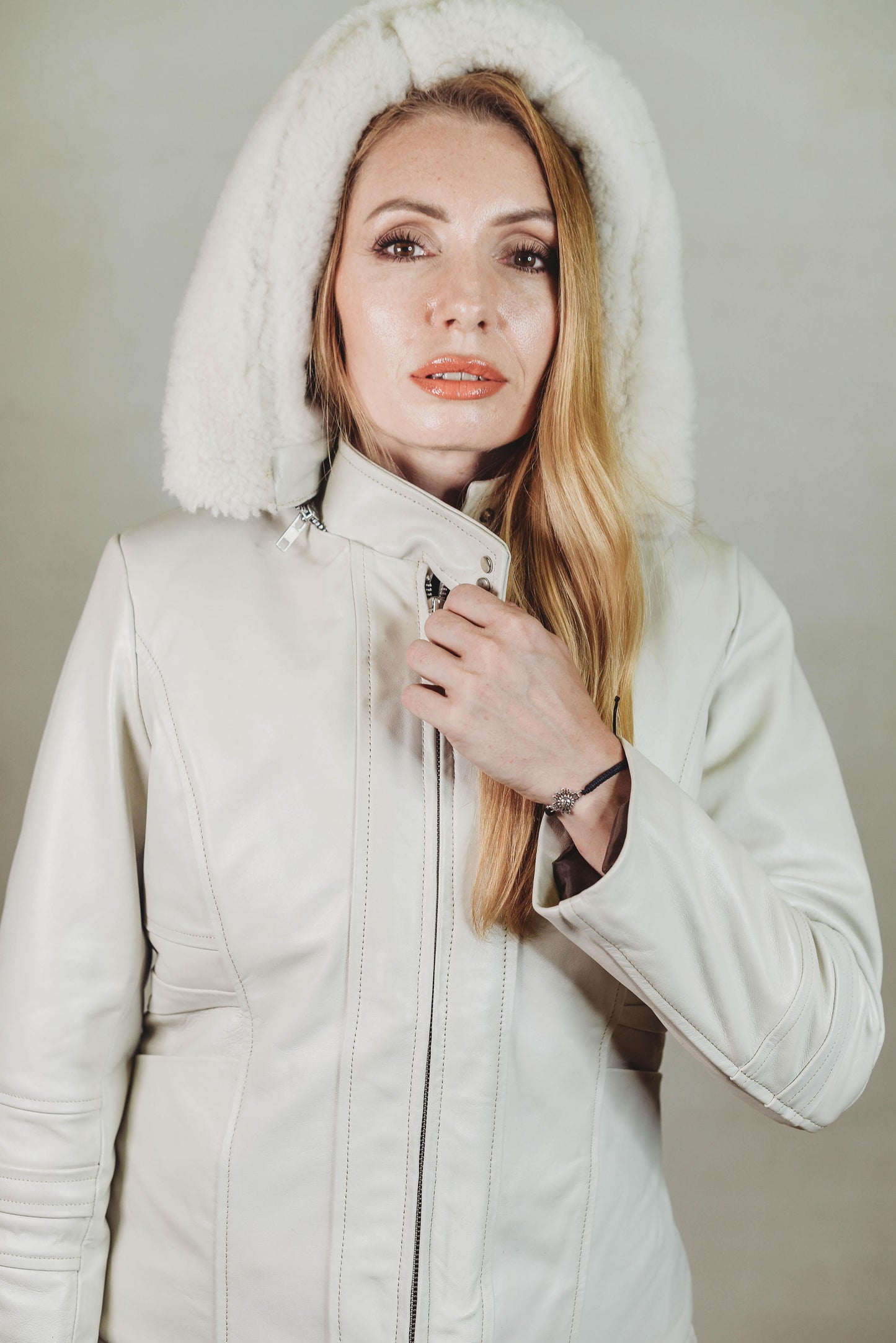 Sonya Shearling Jacket Pearl white