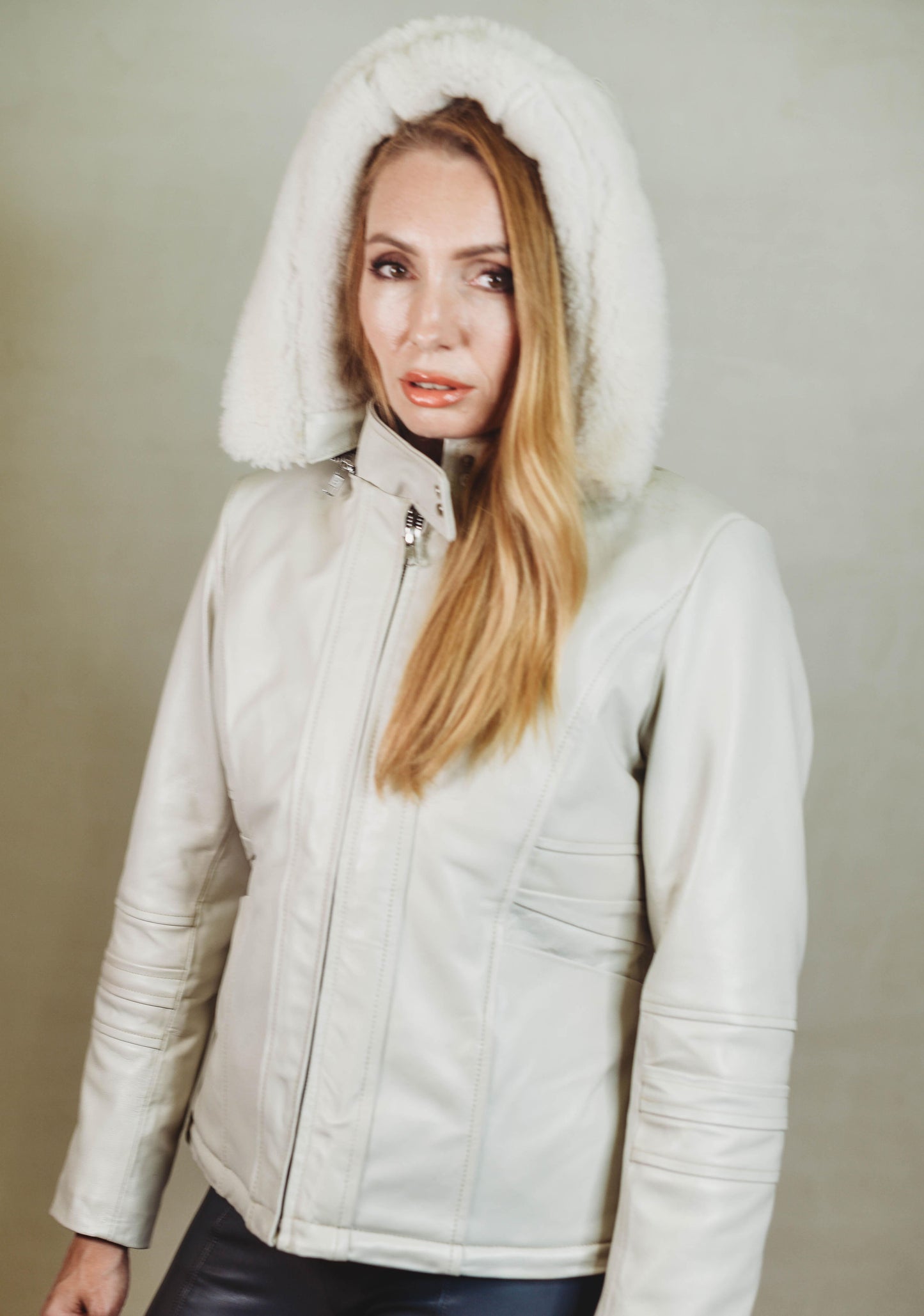 Sonya Shearling Jacket Pearl white
