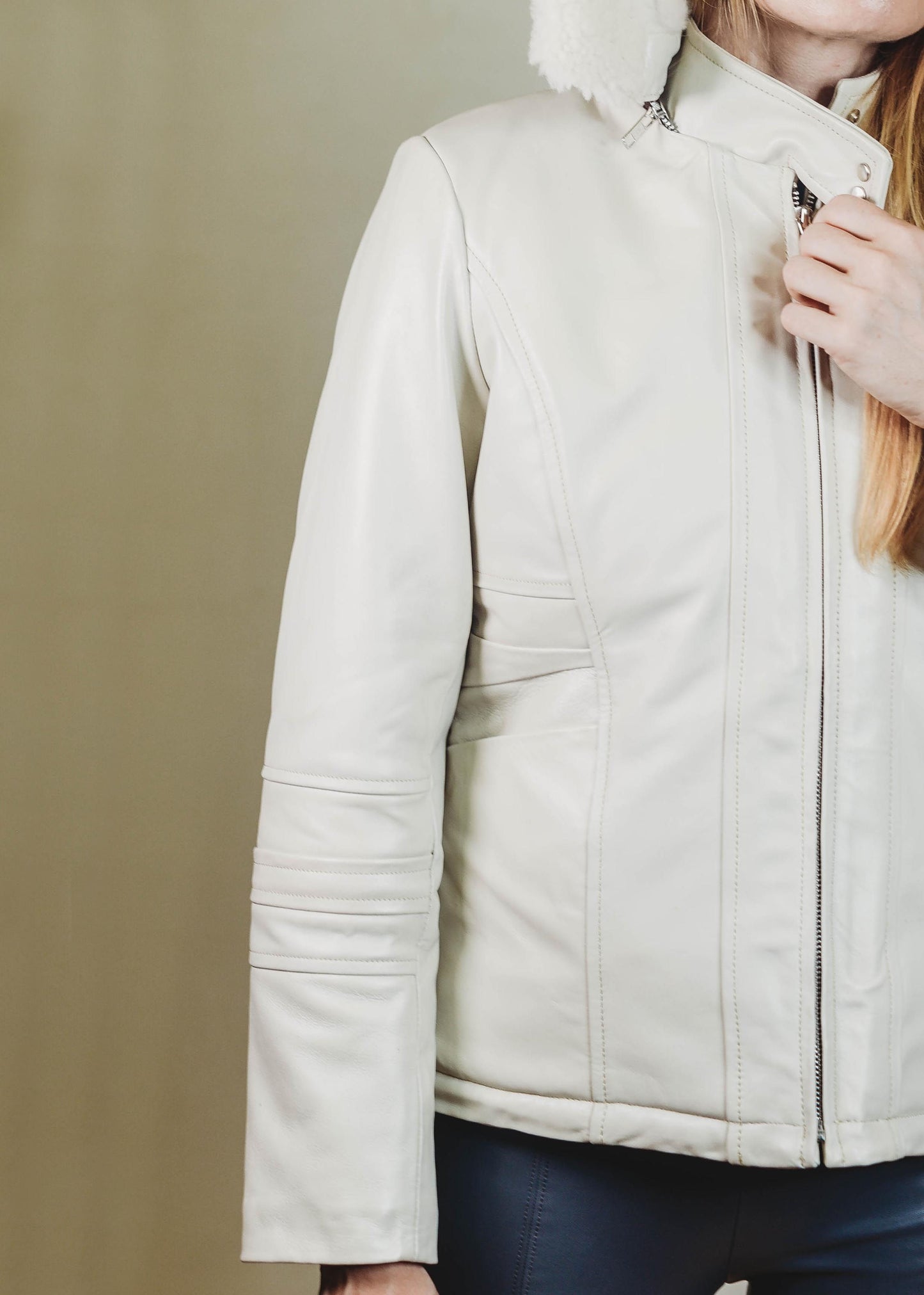 Sonya Shearling Jacket Pearl white
