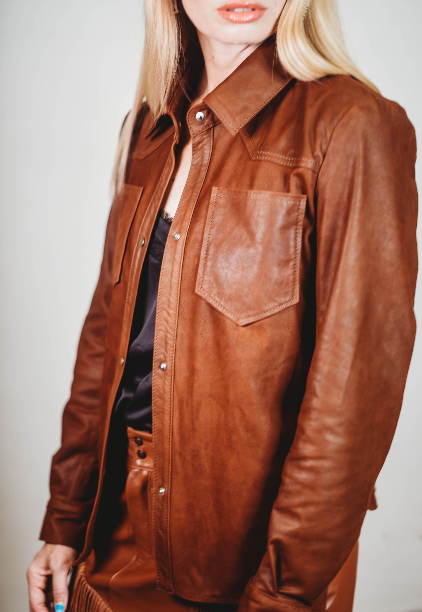 Leny sheep leather Shirt Brown Antique