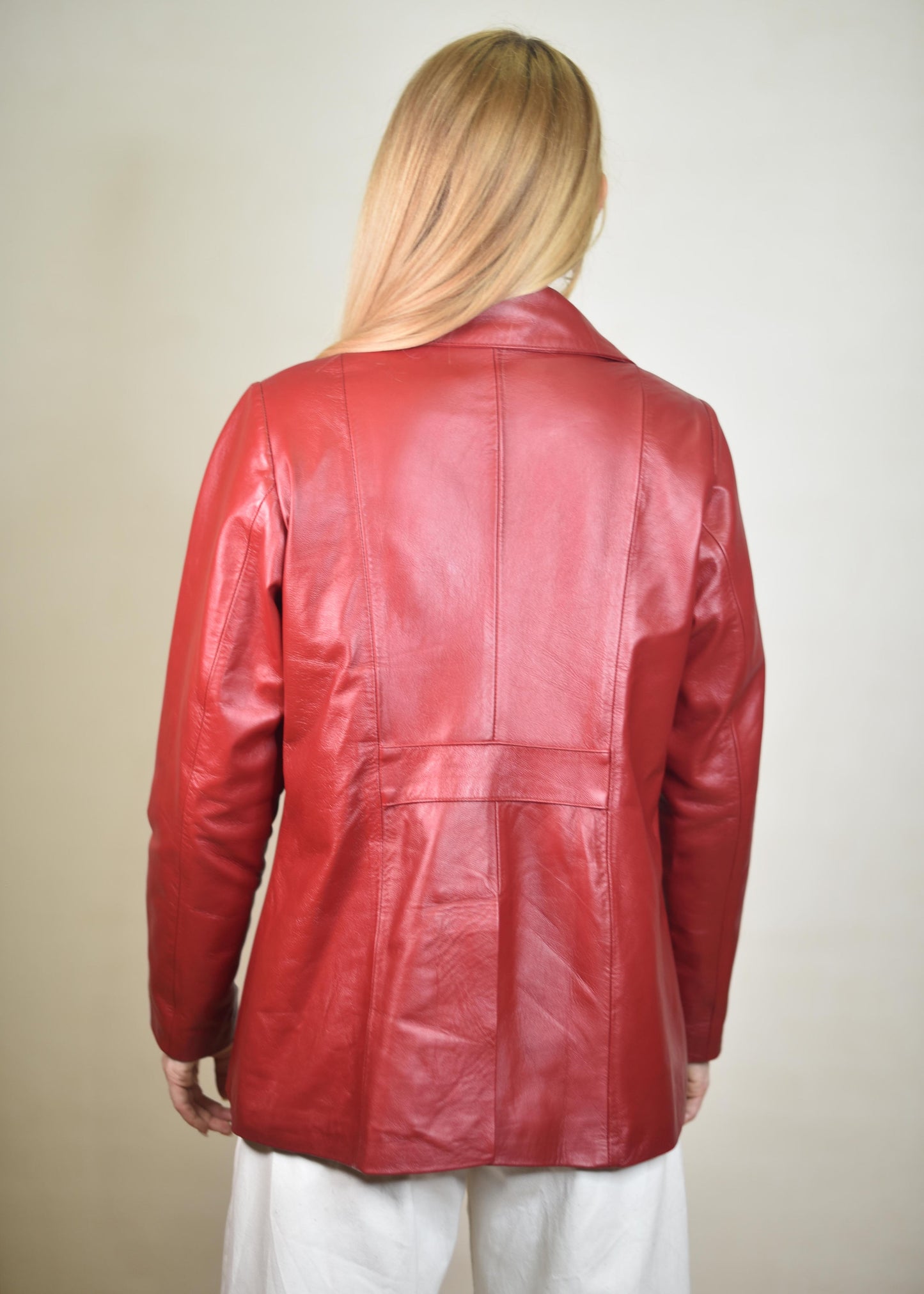 Tracy Leather Blazer Cherry