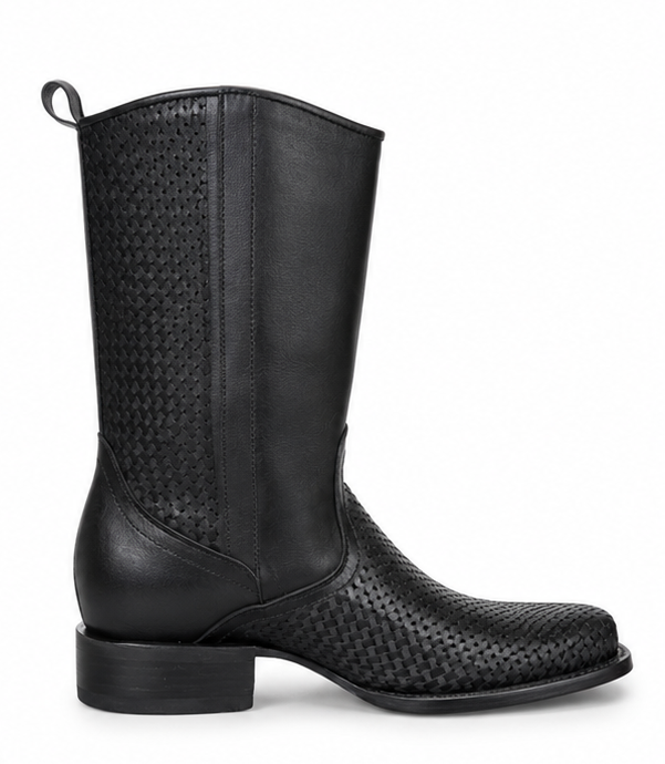 Engraved Black Western Boots