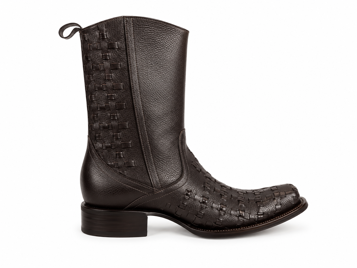 Petatillo Pattern Western Boots - Dark Brown