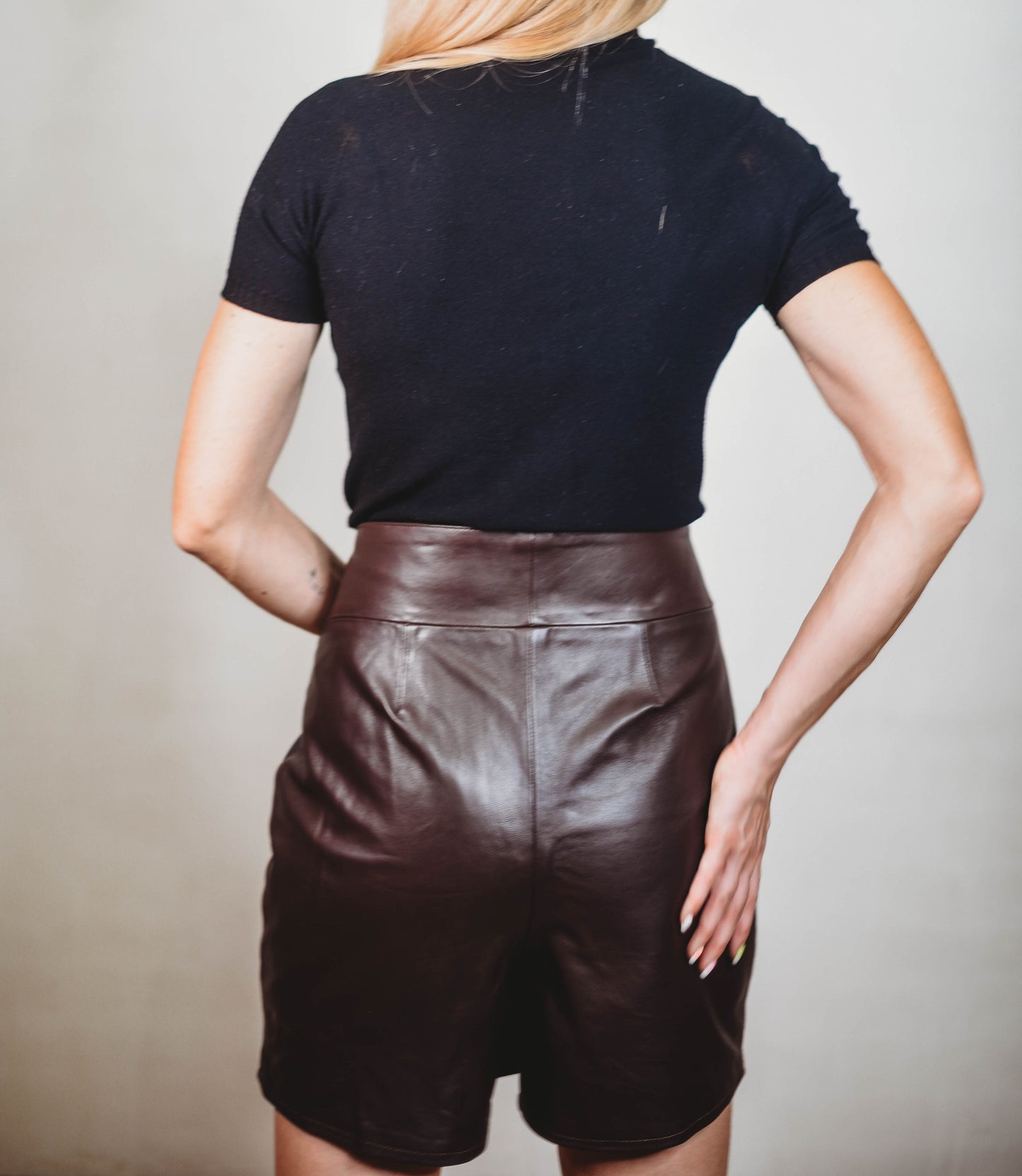 Short-skirt napa leather Brown