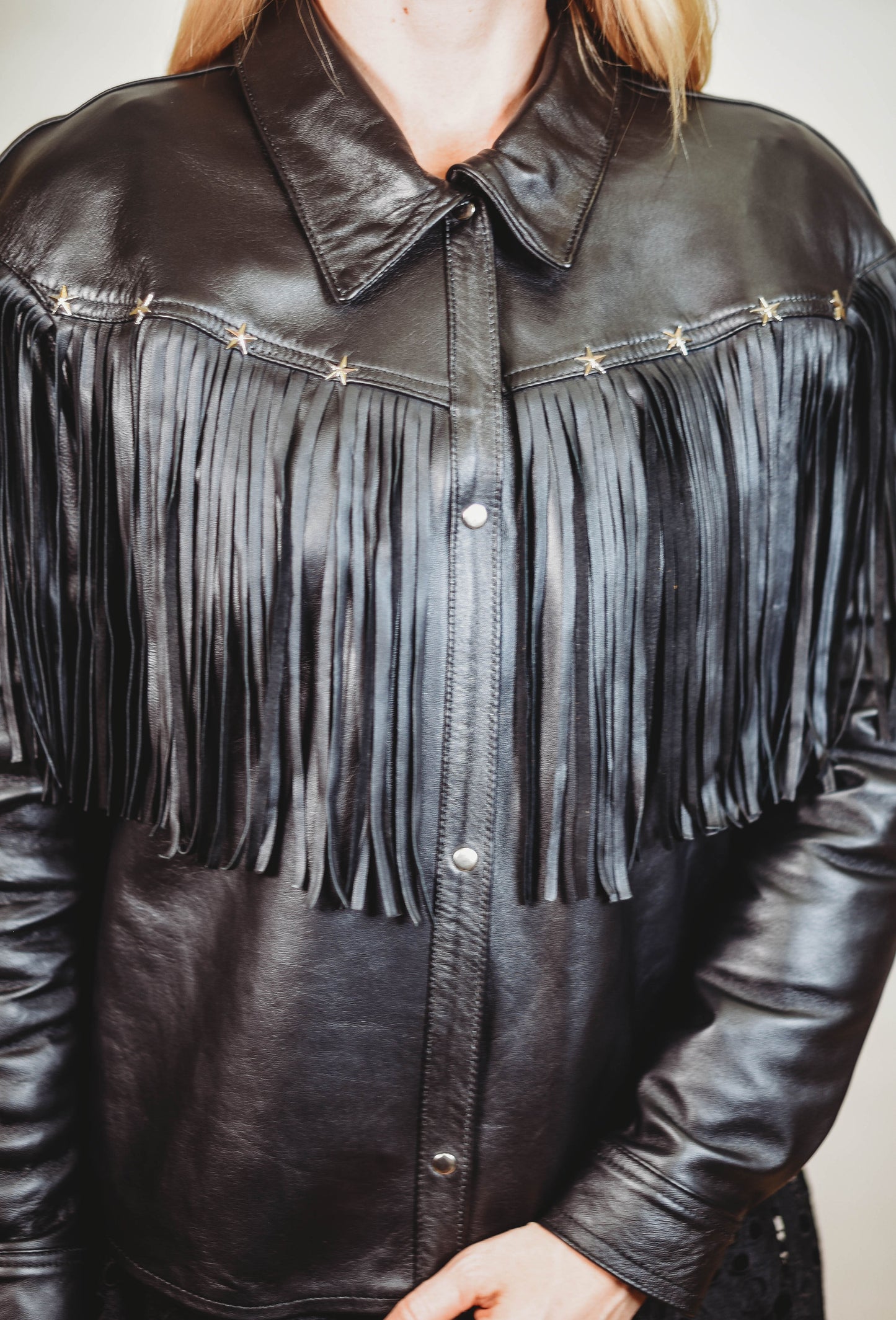 Gazy sheep leather Shirt Black Napa